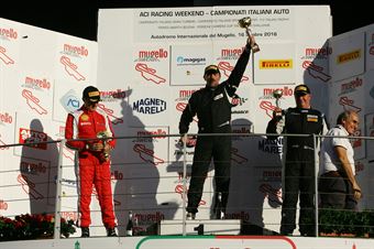 Podio Trofeo Pirelli gara 1,Francesco La Mazza (Easy Race,Ferrari 458 Italia GT3 #69) Marco Galassi (Team Malucelli,Ferrari 458 Italia GT3 #60), Polo Venerosi (Ebimotors,Porsche 911 GT3 R #88) , CAMPIONATO ITALIANO GRAN TURISMO
